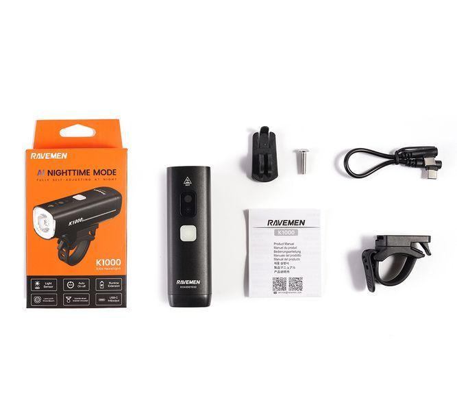 Велосипедна фара Ravemen K1000 (1000 lm, 4000 mAh) з датчиками освітленостіВелосипедна фара Ravemen K1000 (1000 lm, 4000 mAh) з датчиками освітленості фото