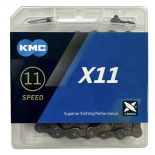 Ланцюг KMC X11 Gray 118 ланок з замком в боксіЛанцюг KMC X11 Gray 118 ланок з замком в боксі фото