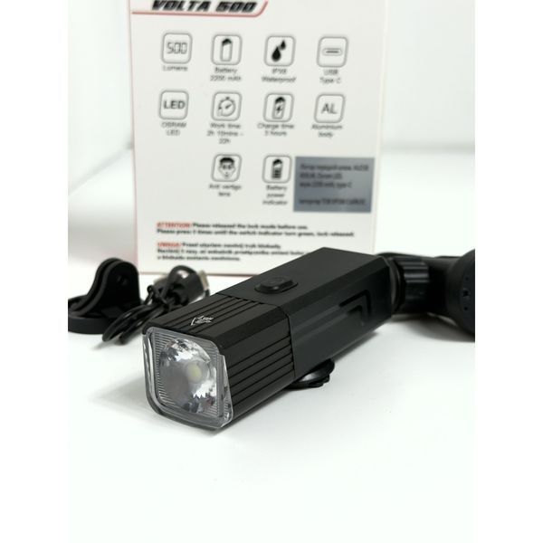 Ліхтар передній AU238 500LM, Osram LED, type-CЛіхтар передній JET VOLTA 500 AU238, type-C фото